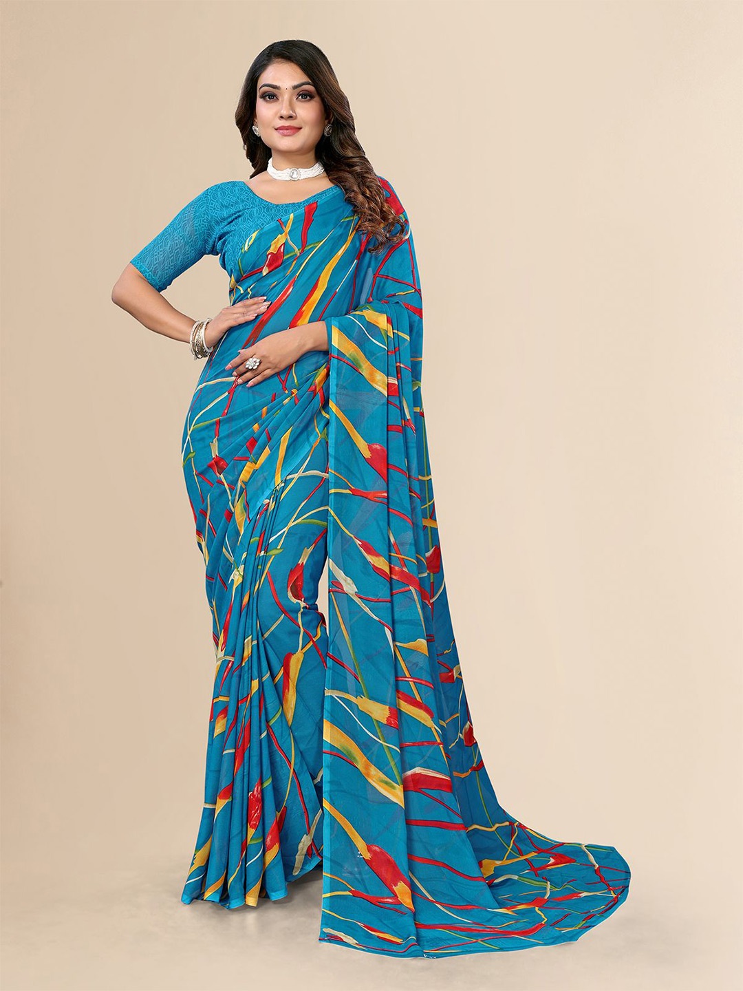 

Moda Rapido Printed Saree, Blue