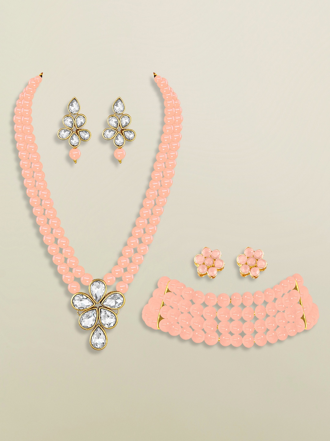 

Peora Set Of 2 Gold-Plated Stone Studded Jewellery Set