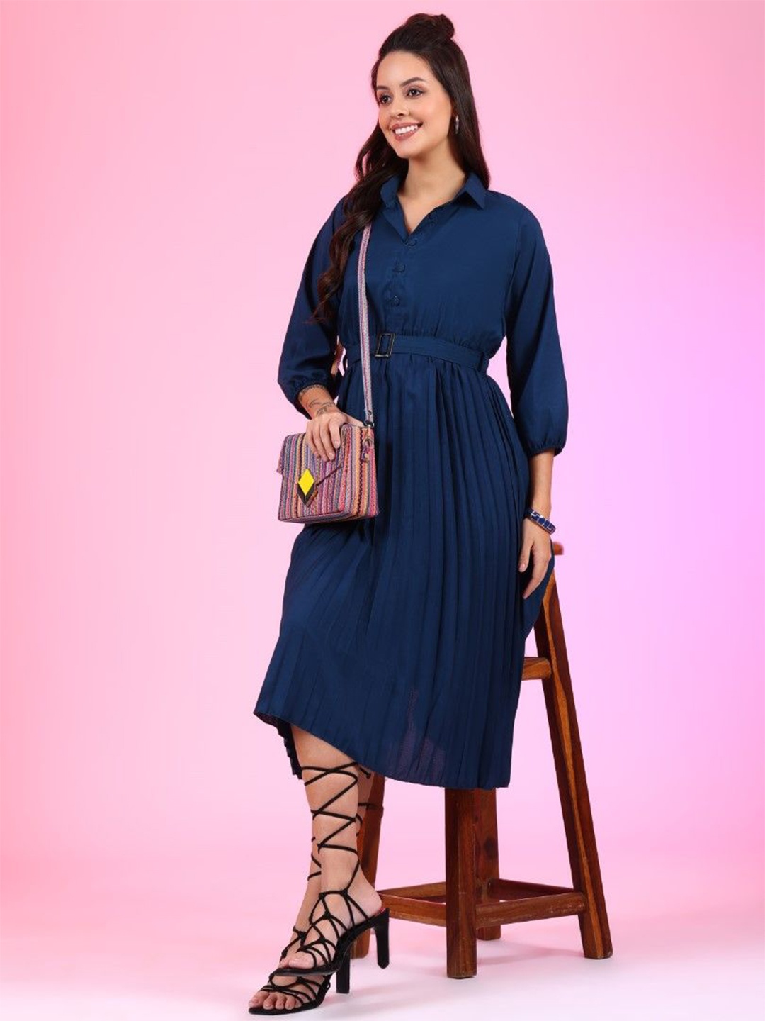 

Vastani Enterprise Crepe Fit & Flare Dress, Blue