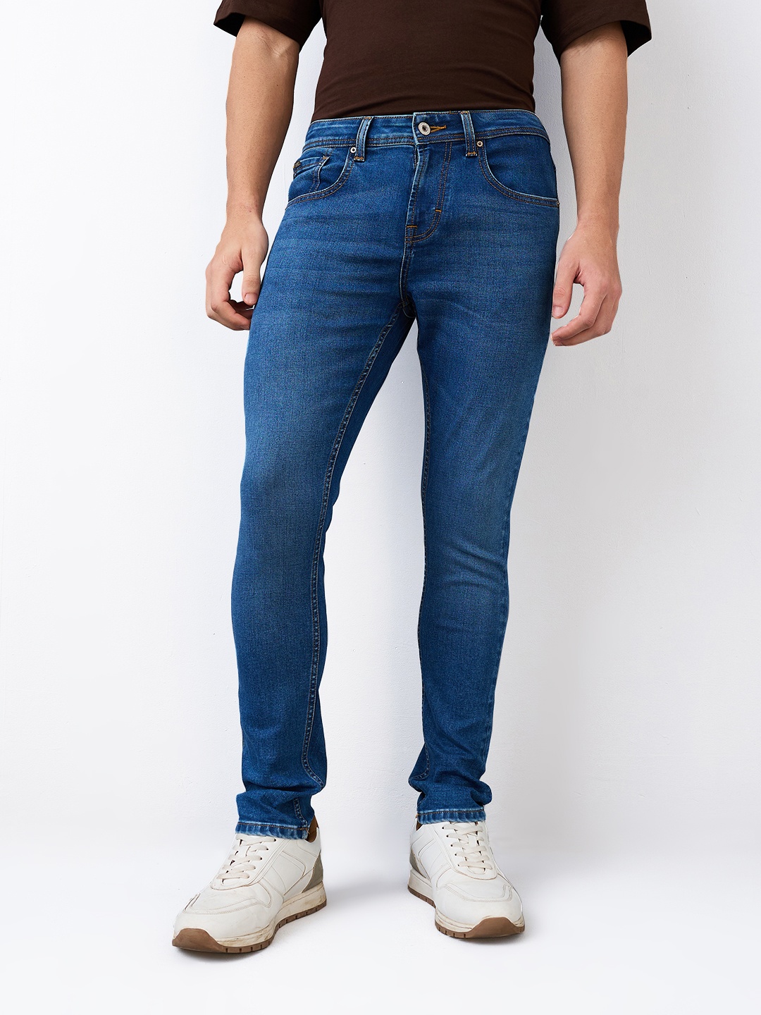 

SPYKAR Men Slim Fit Low-Rise Clean Look Cotton Jeans, Blue