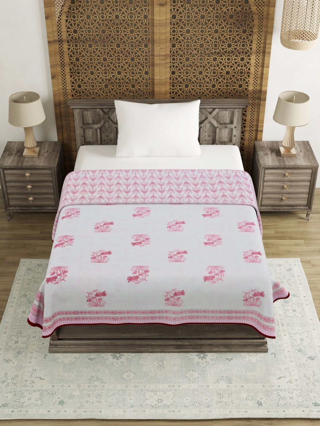 

Myntra Elegant Homes Maroon & White Ethnic Motifs Cotton 150 GSM AC Room Single Bed Dohar