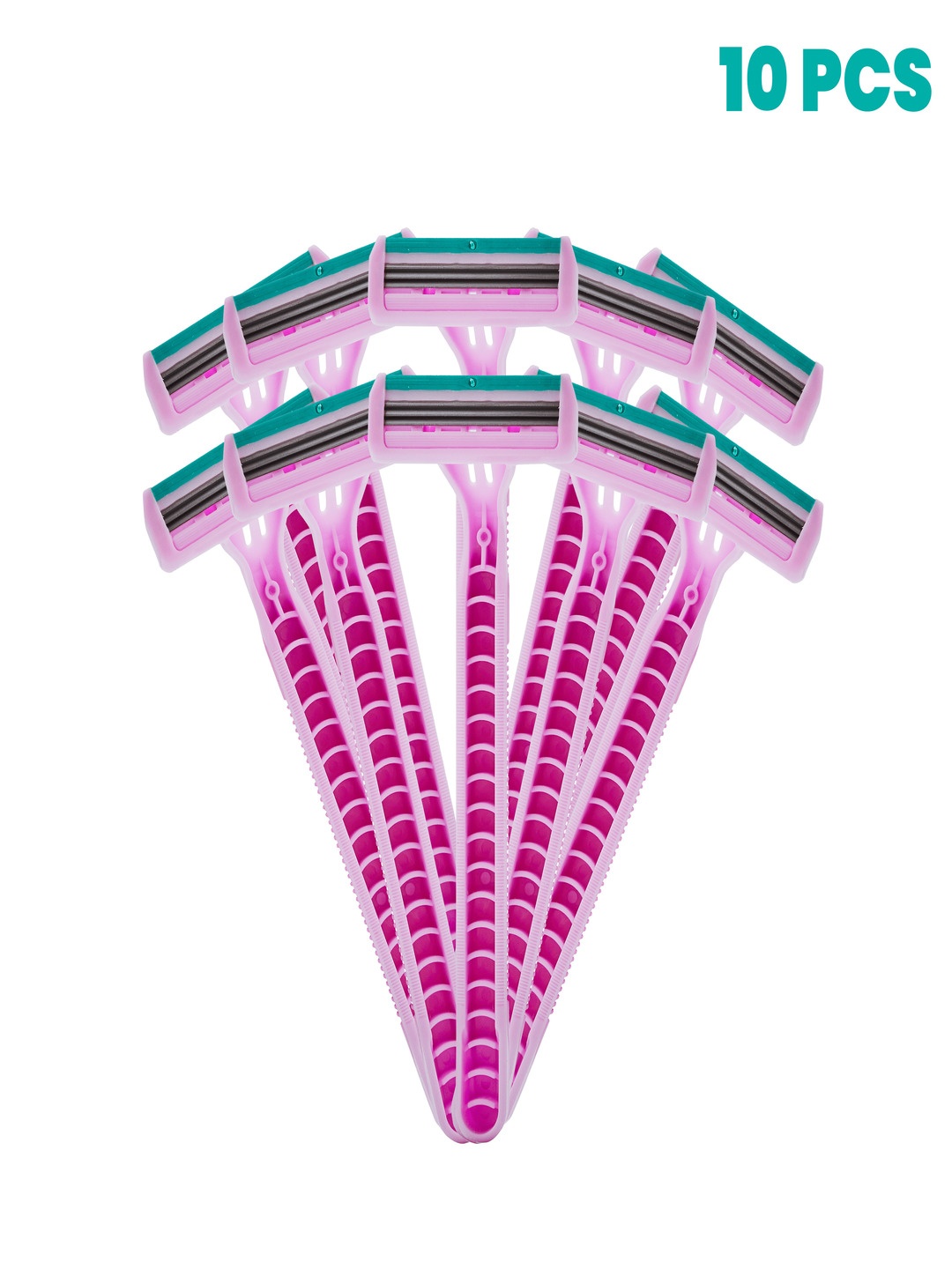

E1Set Of 10 Velvet 3-Blade Disposable Razors, Pink