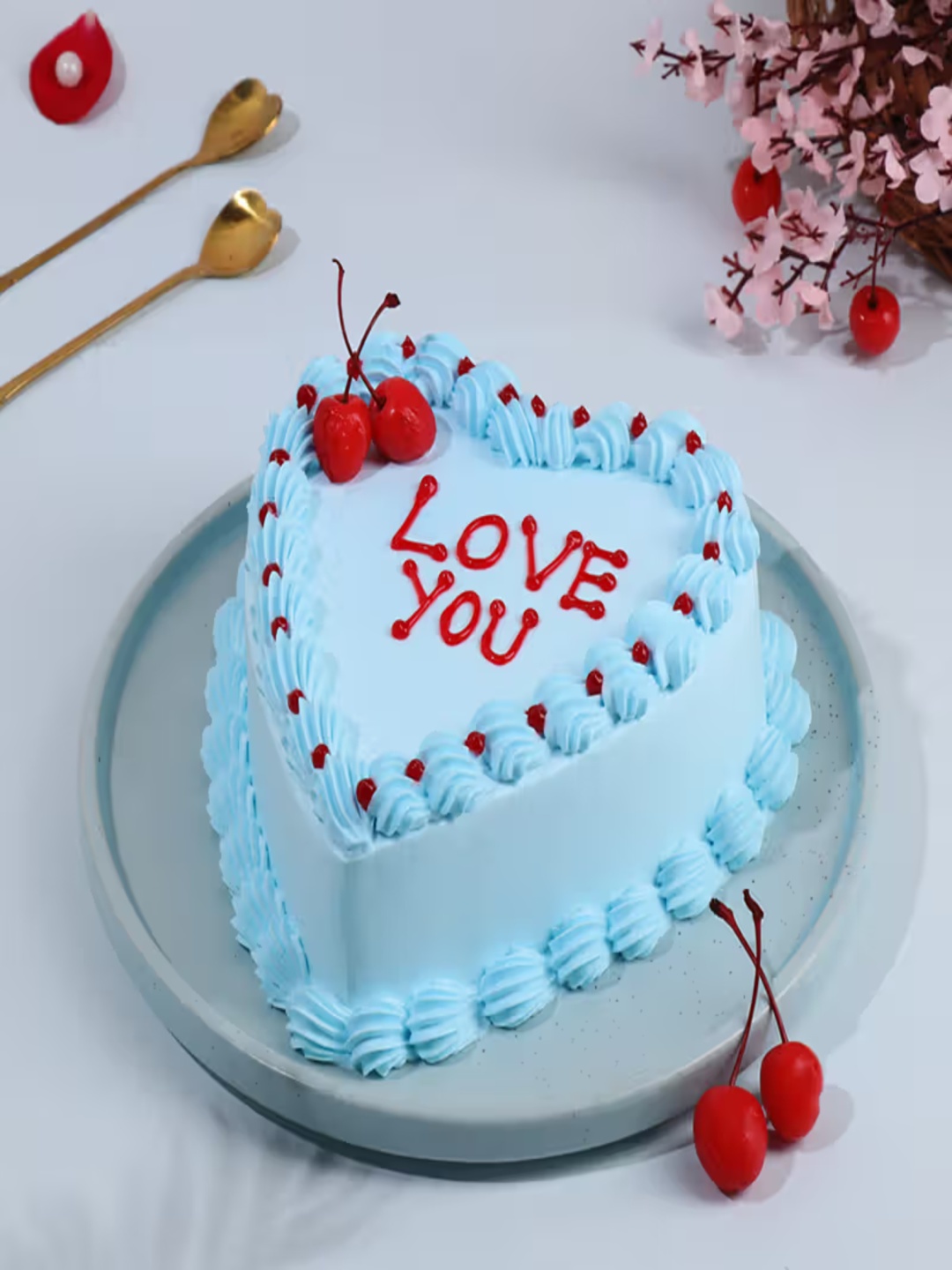 

Floweraura Pineapple Eggless Heart Shape Cake - 2Kg, Blue