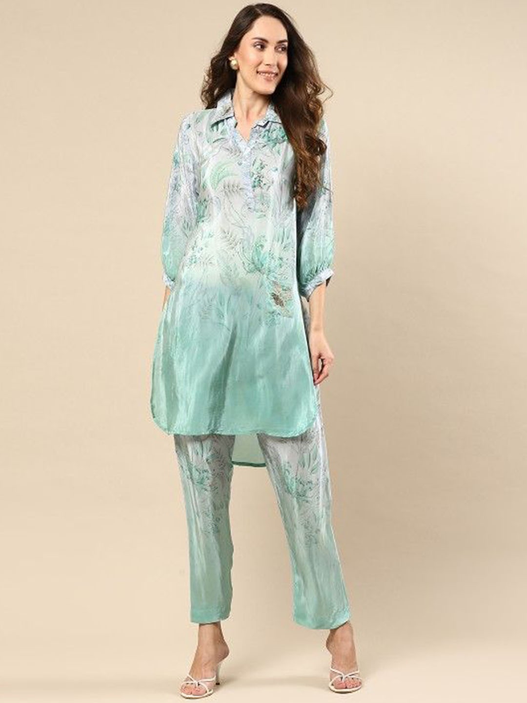 

Moda Rapido Women Regular Pure Cotton Kurta with Trousers, Blue
