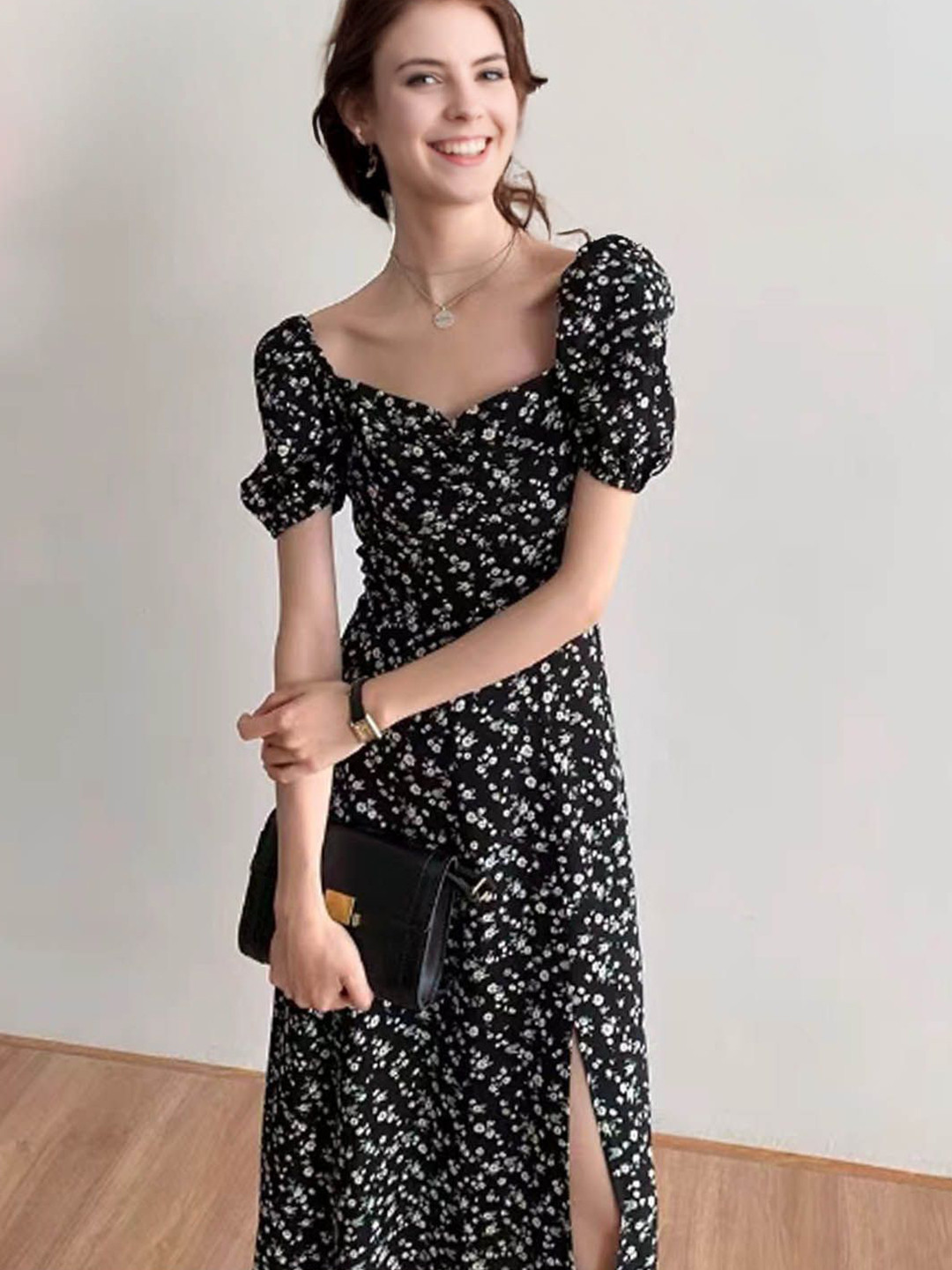 

StyleCast Women Floral Printed A-Line Maxi Dress, Black