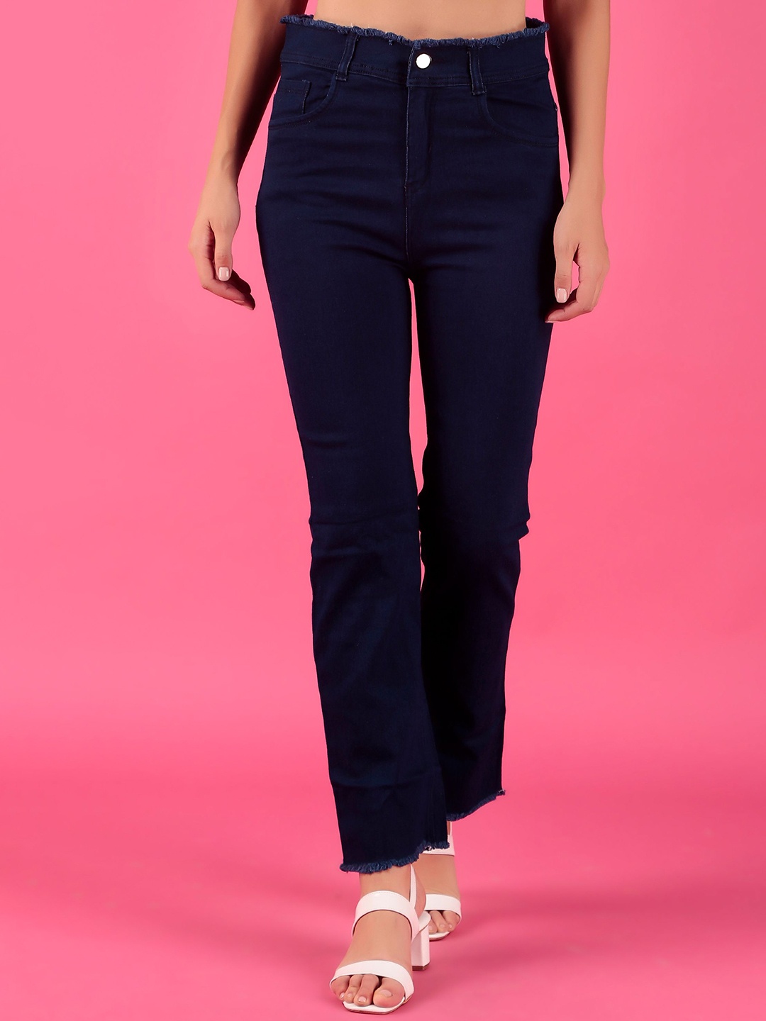 

KASHIAN Women Jean Boyfriend Fit High-Rise Stretchable Jeans, Blue