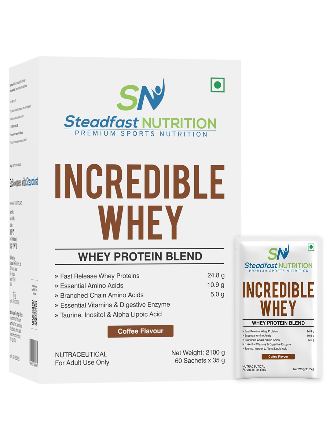 

Incredible Whey Protein Blend For An Incredible You Coffee 60 Sachets 2100g, Coffee brown