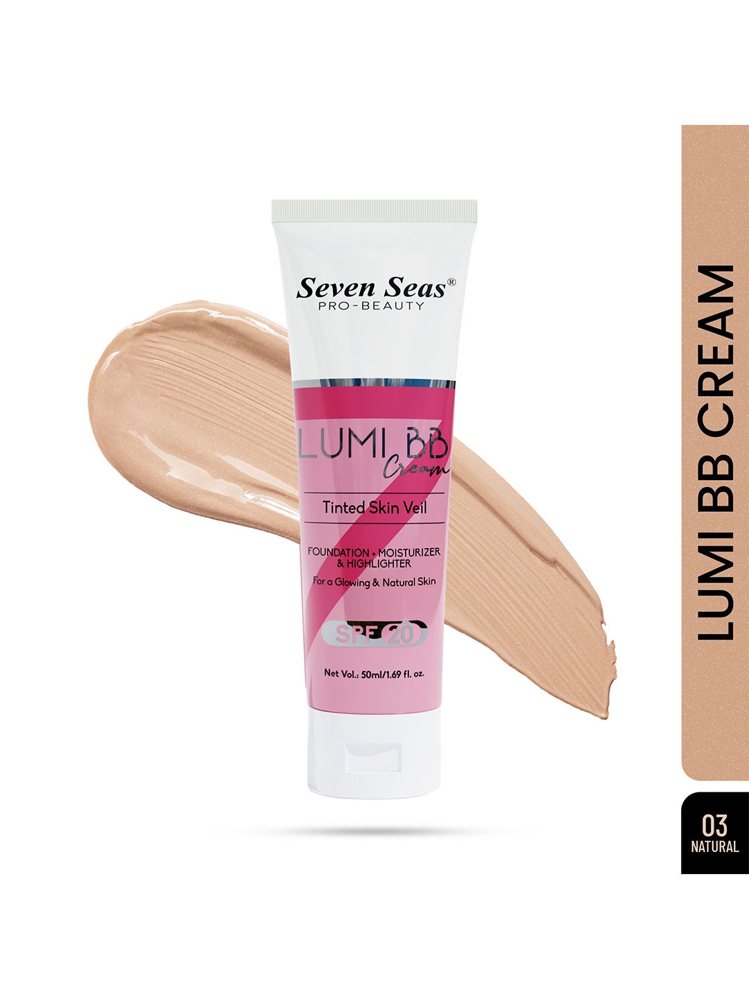 

Seven Seas Lumi BB Cream Foundation + Moisturizer & Highlighter - 50 ml - Natural 03, Na
