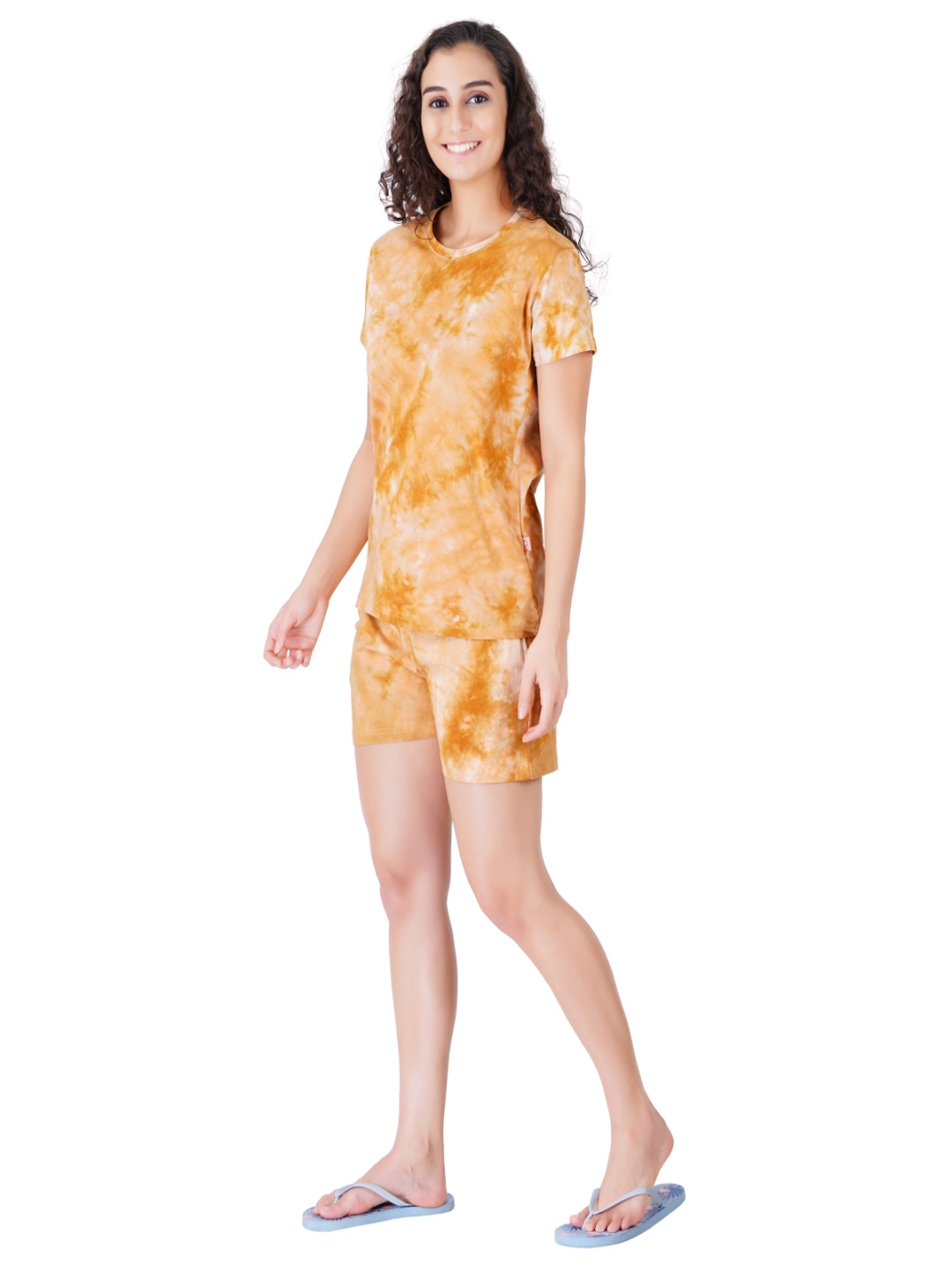 

LABEL MY Women Printed Night suit, Mustard