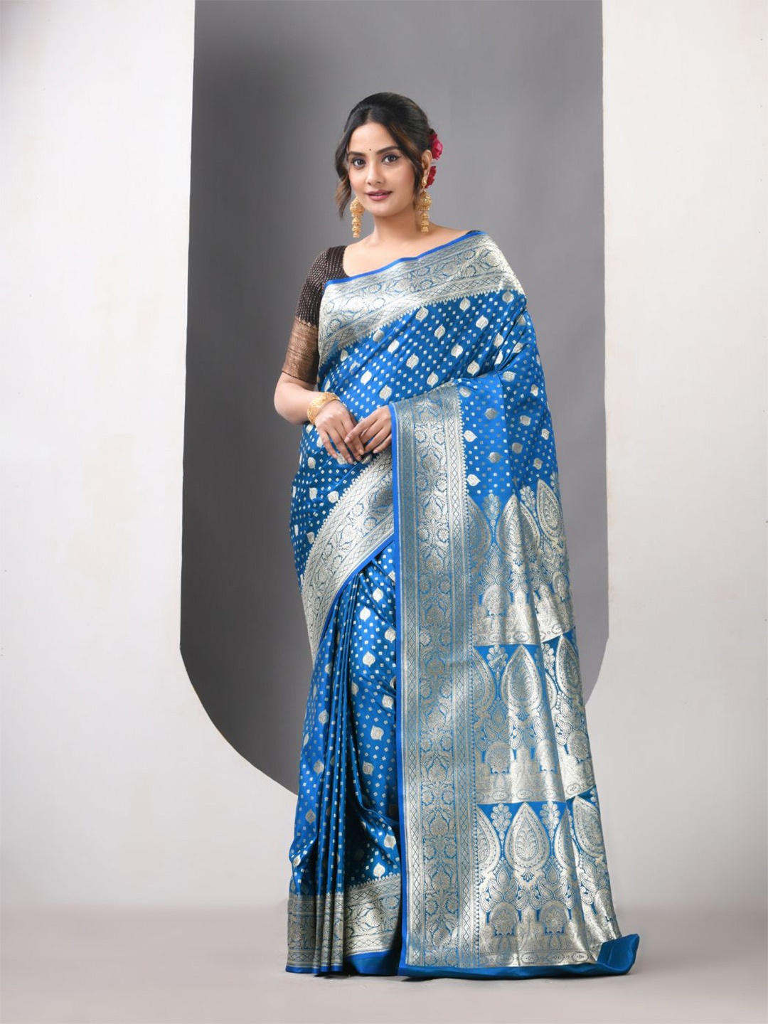 

Charukriti Woven Design Zari Pure Silk Banarasi Saree, Blue