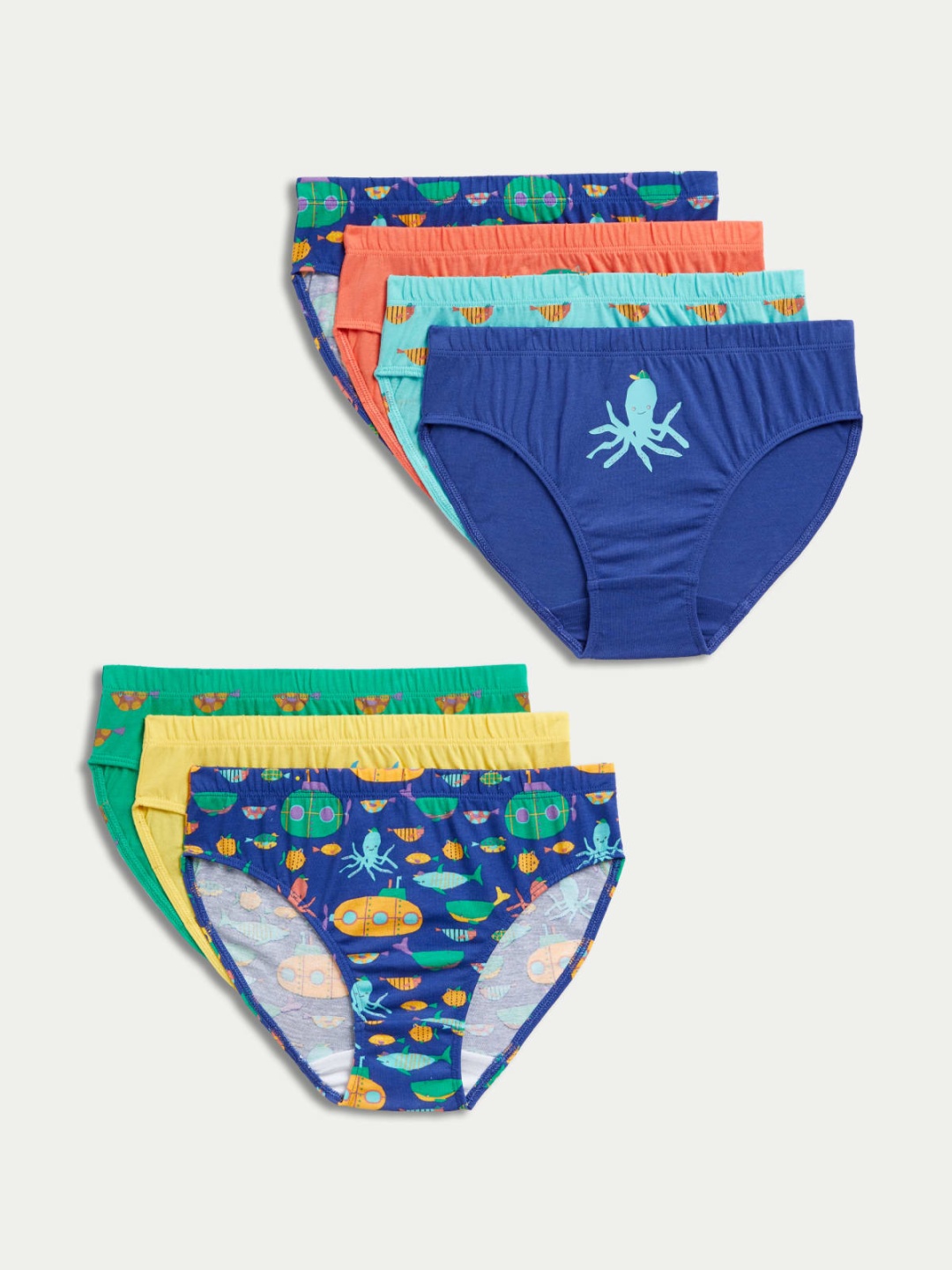 

Marks & Spencer Boys Pack Of 7 Printed Pure Cotton Basic BriefsT715752DMULTI_1, Blue