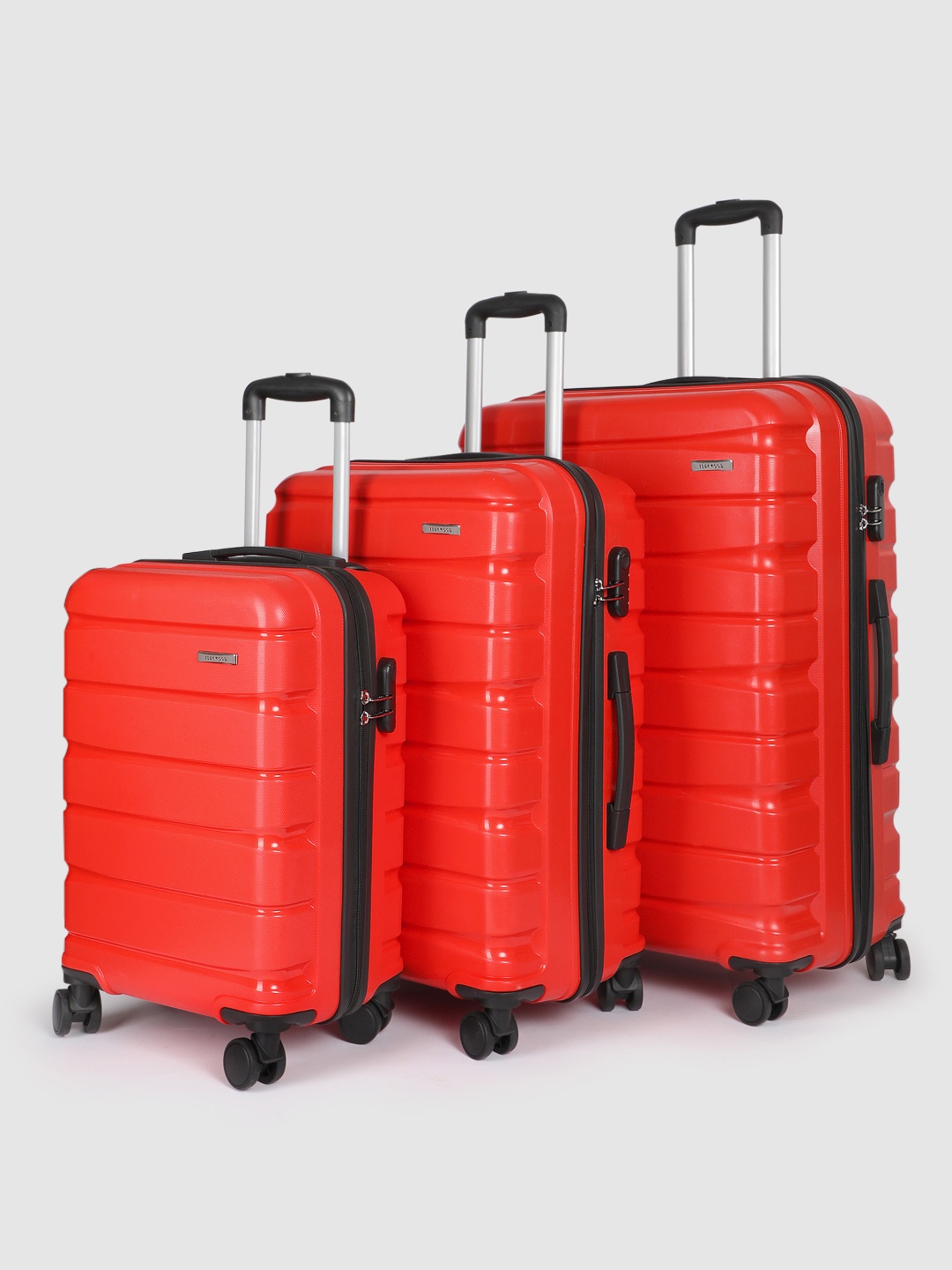 

Teakwood Leathers India Set of 3 360-Degree Rotation Hard Sided Trolley Bag-191L, Red