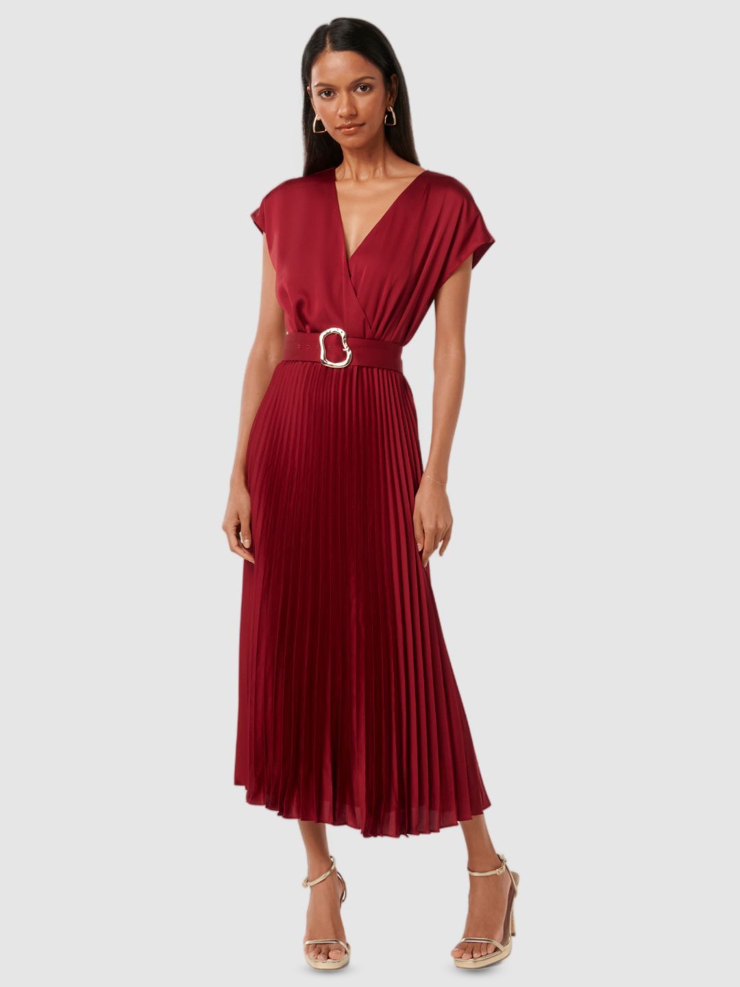 

Forever New Satin A-Line Midi Dress, Red