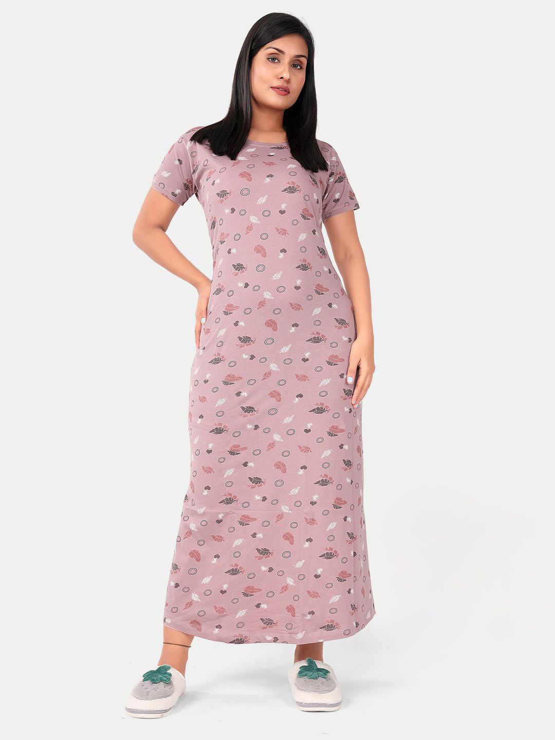 

SWEET MOON Floral Printed Maxi Nightdress, Violet
