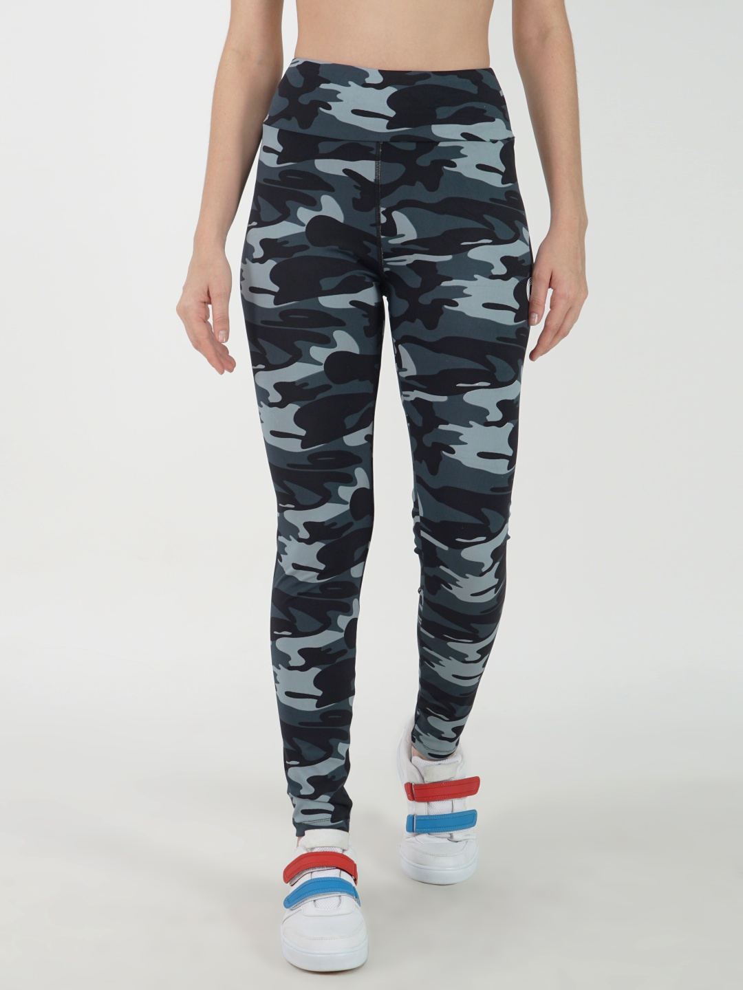 

GOTO Printed Mid Waist Dri-Fit Tights, Blue