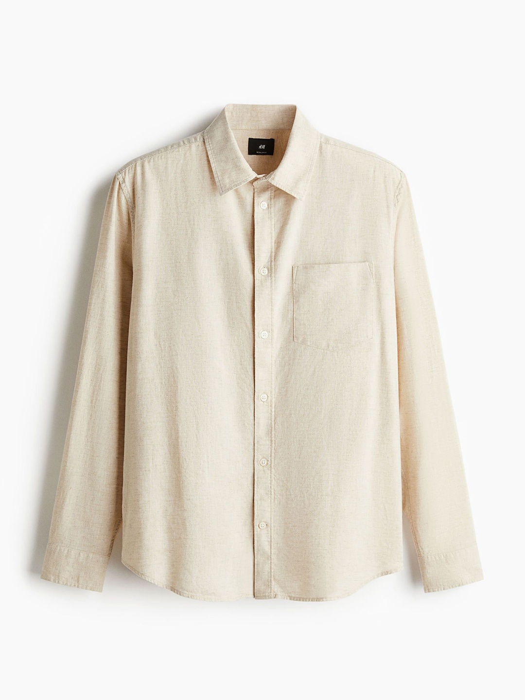 

H&M Regular Fit Linen-Blend Shirt, Beige