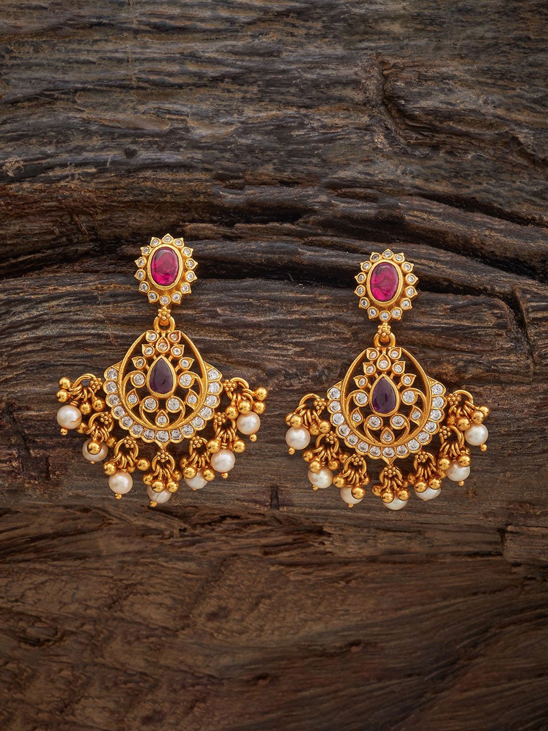 

Kushal's Fashion Jewellery 92.5 Sterling Silver Gold-Plated Contemporary Drop Earrings