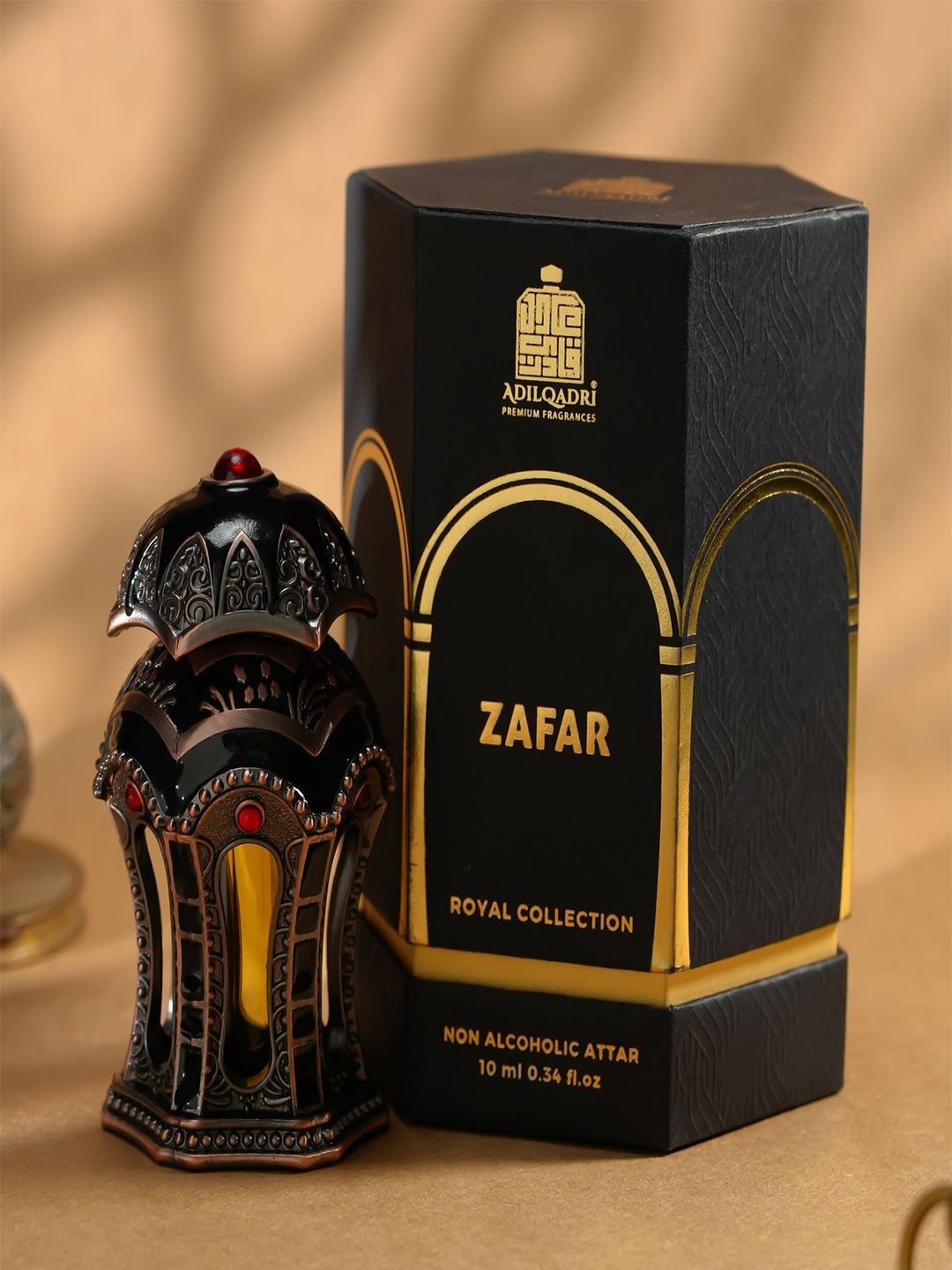 

ADILQADRI Zafar Royal Saffron, Fruity & Amber Blend Non-Alcoholic Attar - 10 ml, Black