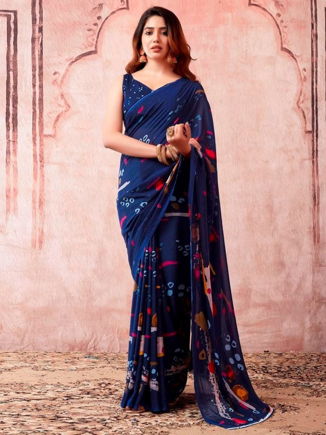 

HERE&NOW Printed Saree, Blue