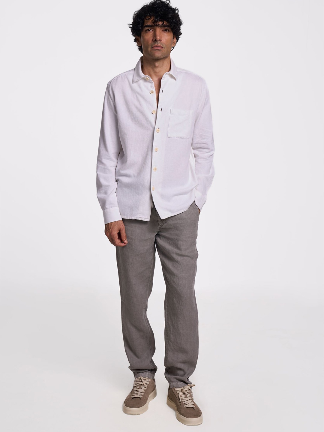 

Terra Luna Men Smart Slim Fit Opaque Casual Shirt, White
