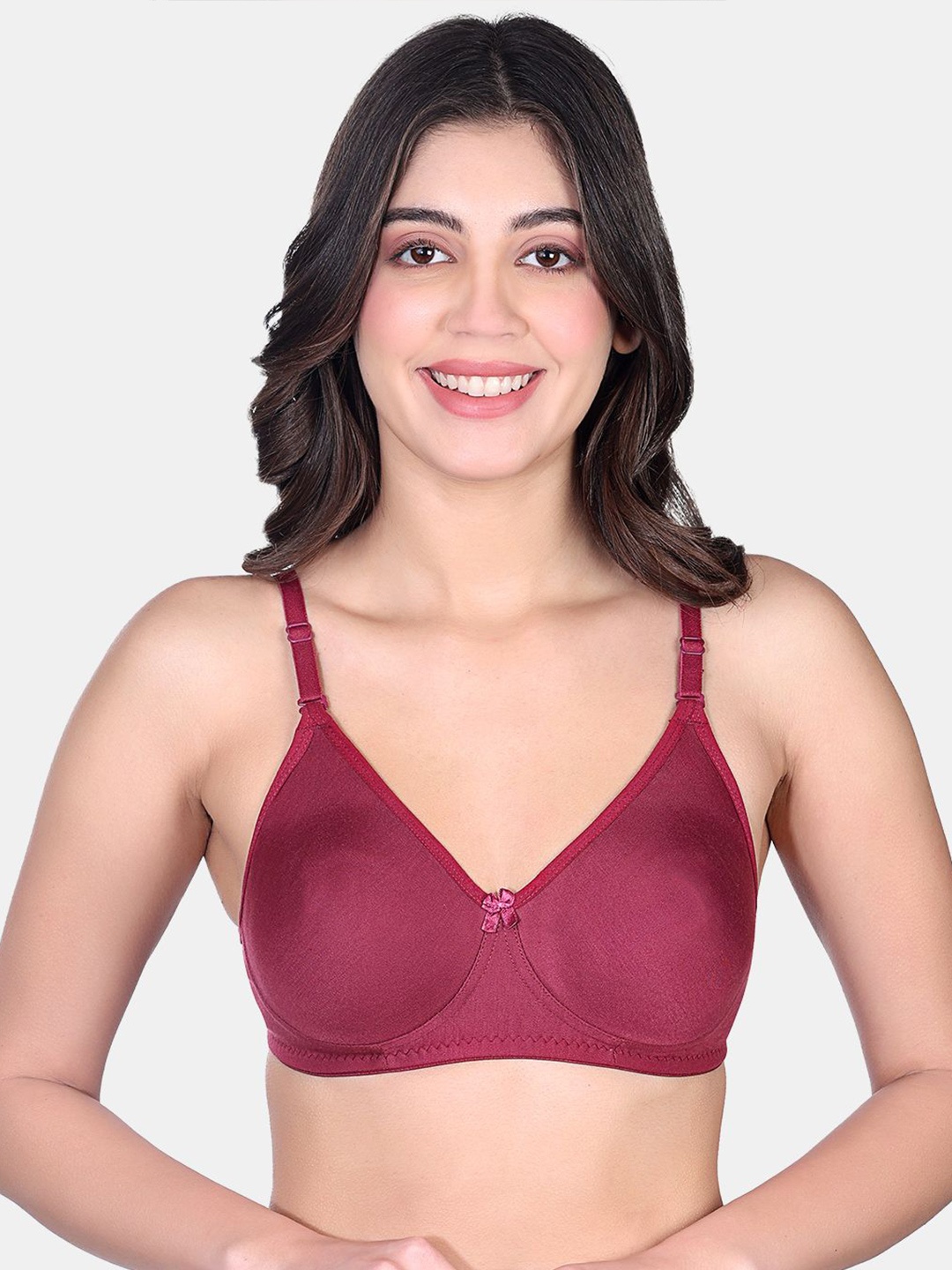 

SKDREAMS women Solid Bra Cotton Full Coverage Back Closure, Red