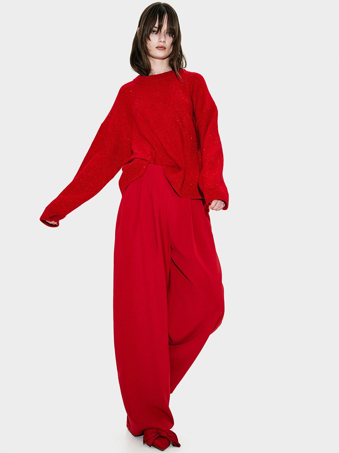 

H&M Wide Trousers, Red