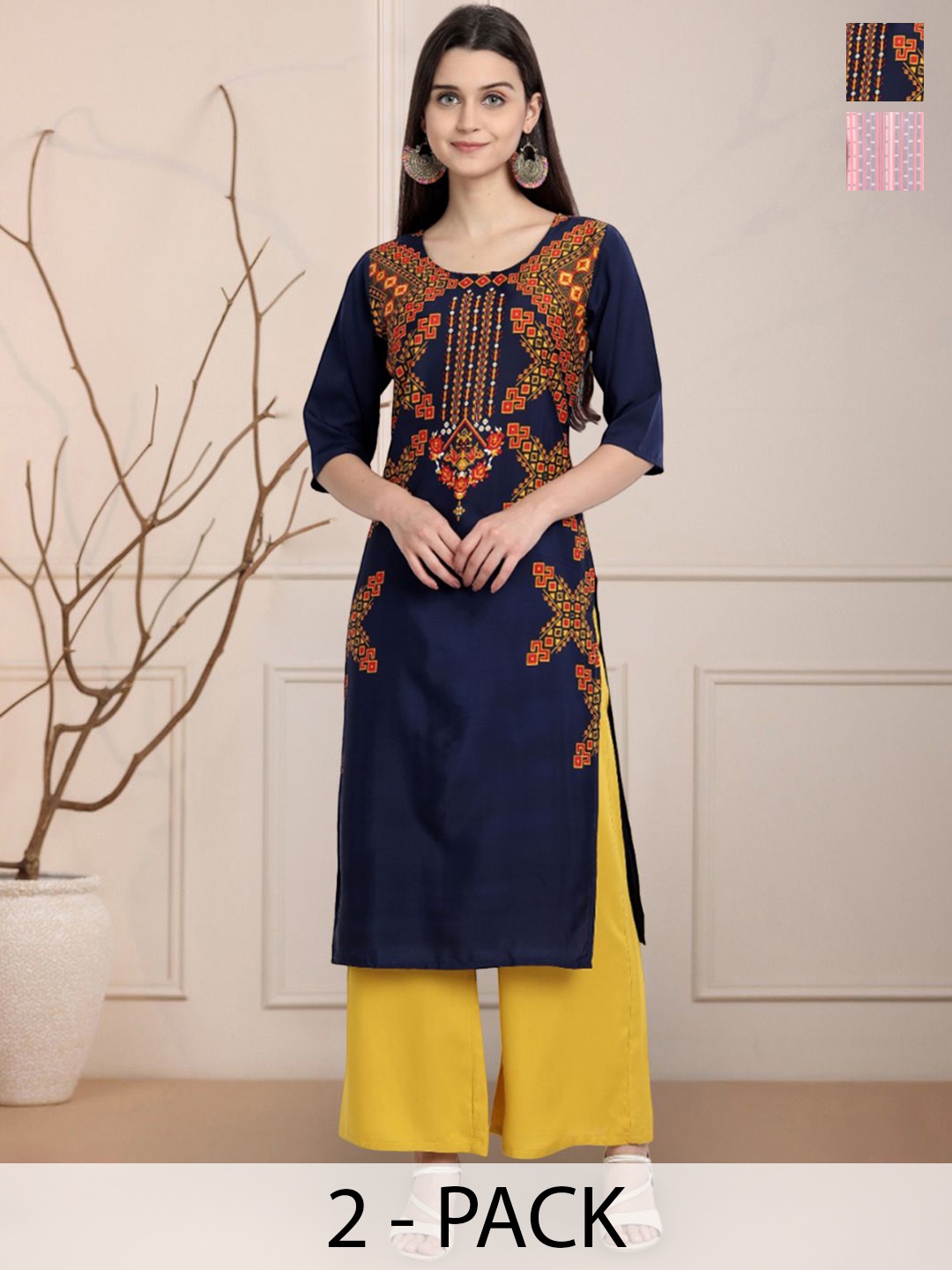 

Moda Rapido Women Ethnic Motifs Printed Floral Crepe Kurta, Multi