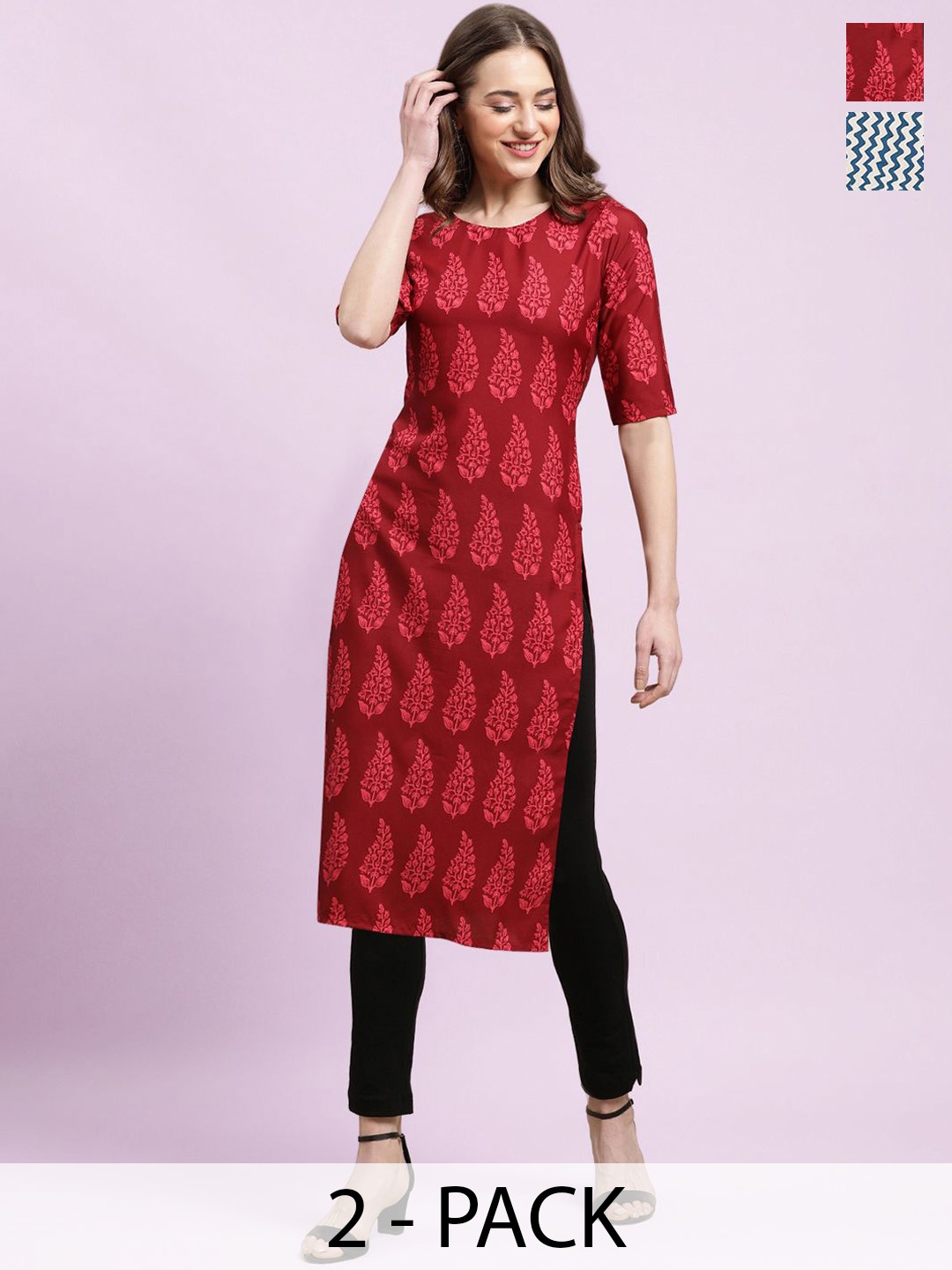 

Moda Rapido Women Ethnic Motifs Printed Floral Crepe Kurta, Multi