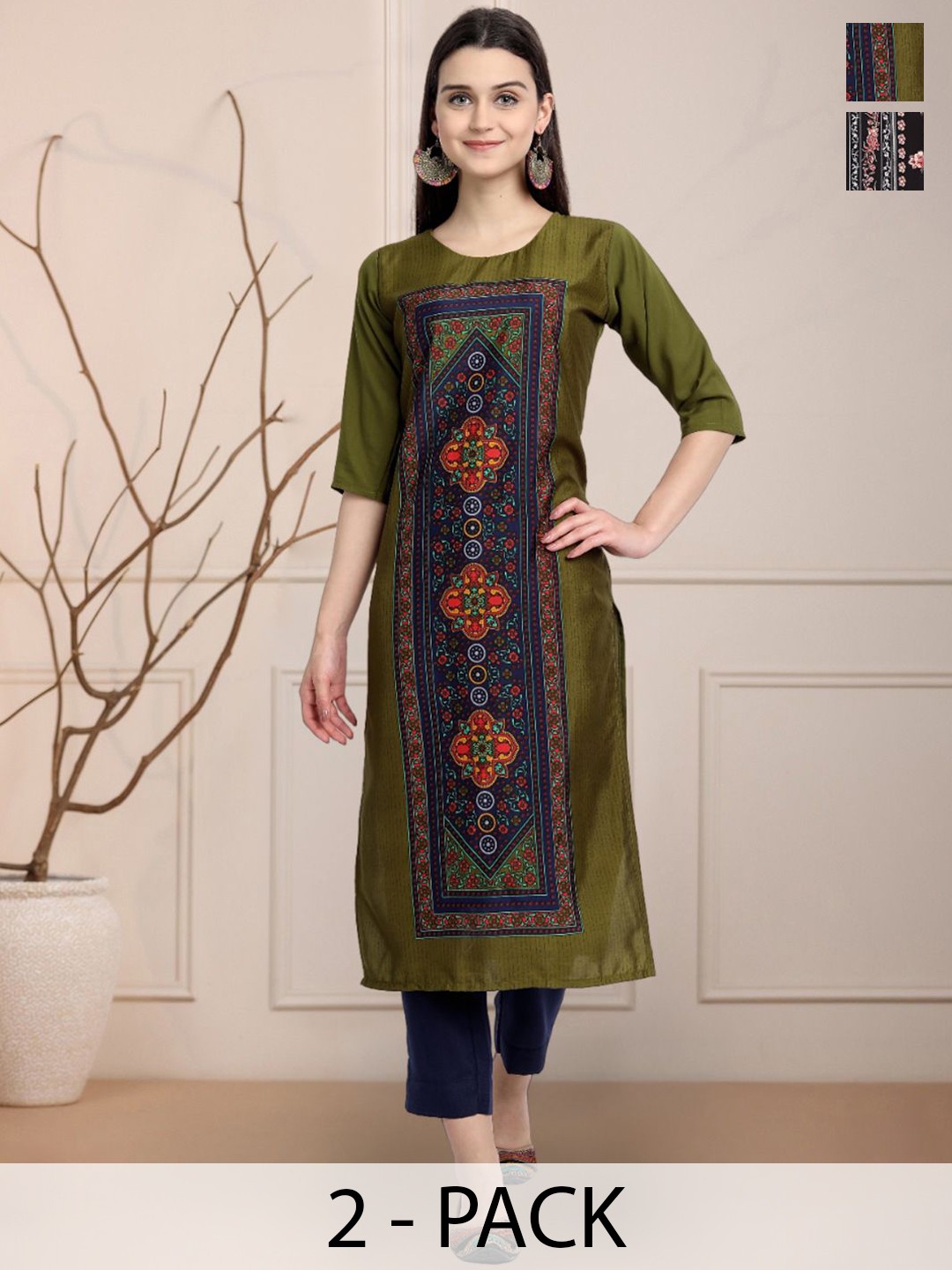 

Moda Rapido Women Ethnic Motifs Printed Floral Crepe Kurta, Multi
