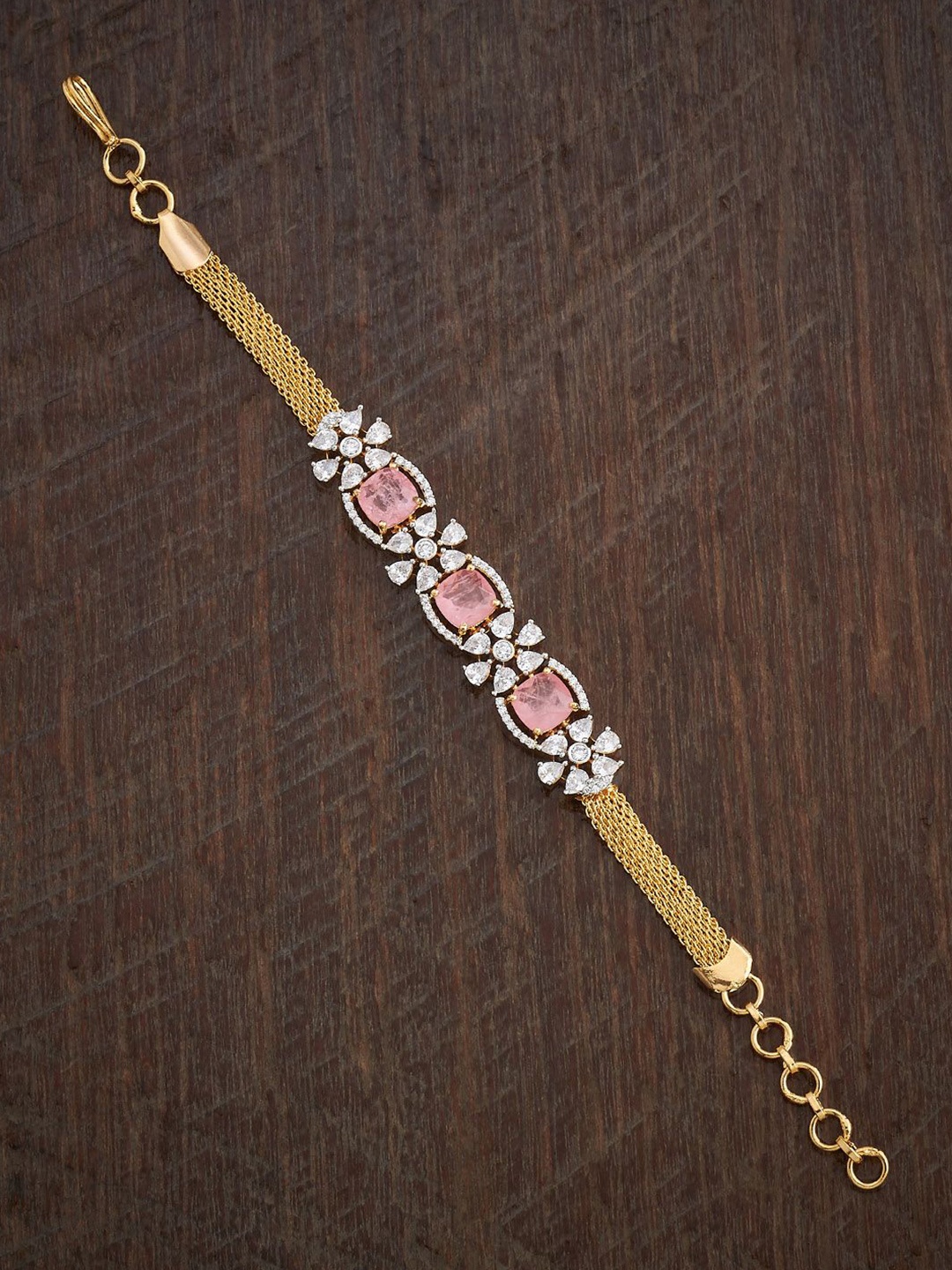

Kushal's Fashion Jewellery Women Mint Cubic Zirconia Gold-Plated Link Bracelet