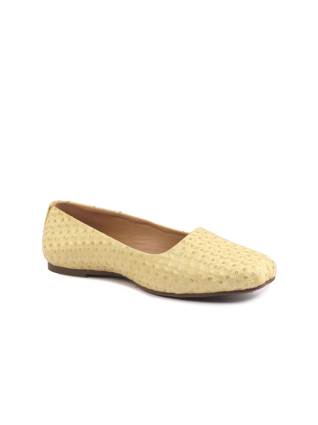 

FAUSTO Women Woven Design Mojaris, Yellow
