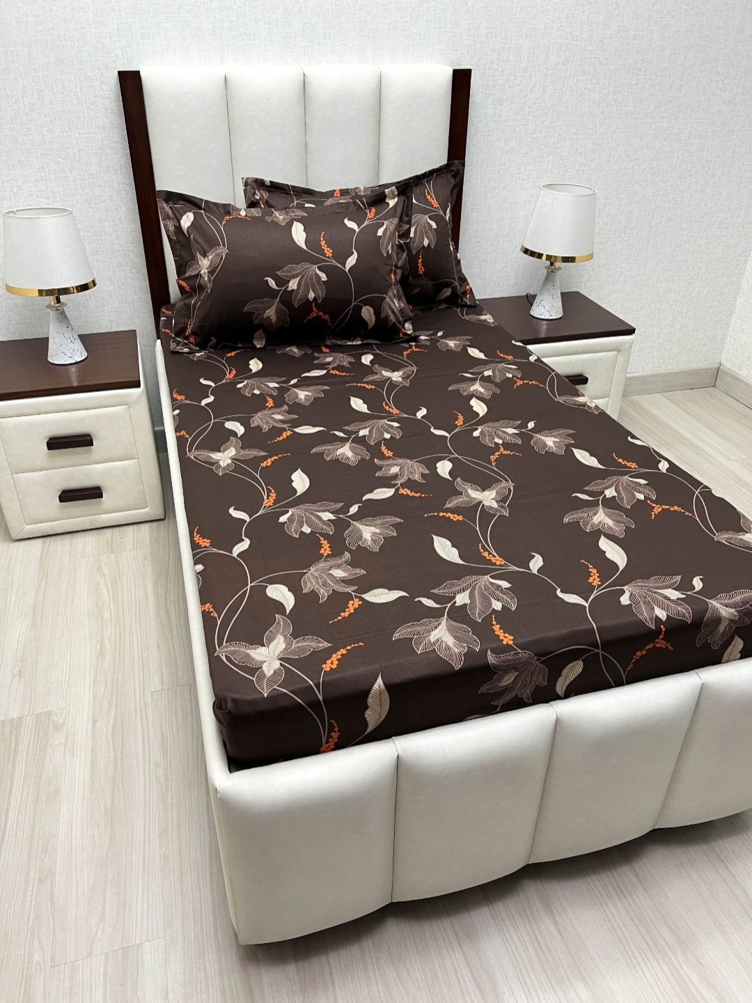 

Pure Decor Lounge Fur Brown Printed Pure Cotton 350 TC Single Bedsheet Set 1.73 m x 2.36 m