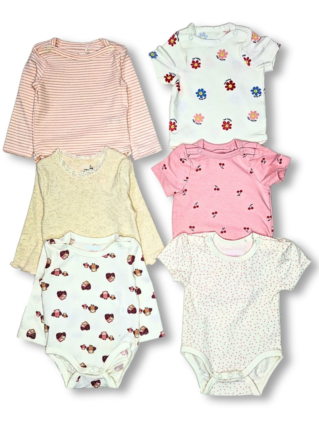 

TuddyBuddy Infant Girls Pack Of 6 Assorted Pure Organic Cotton Bodysuits