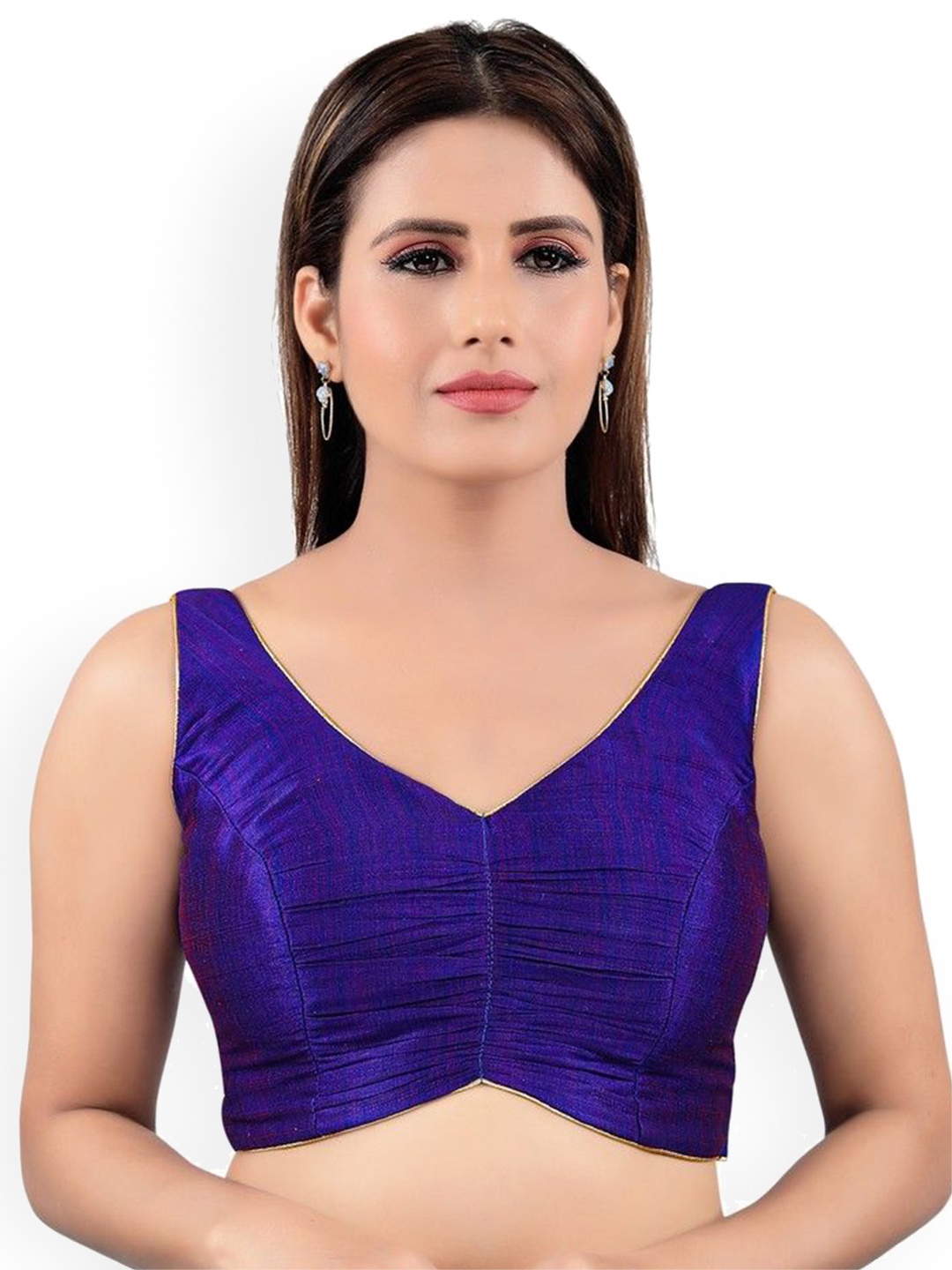 

Mmore Padded Mulbury Silk Sleeveless Saree Blouse, Violet