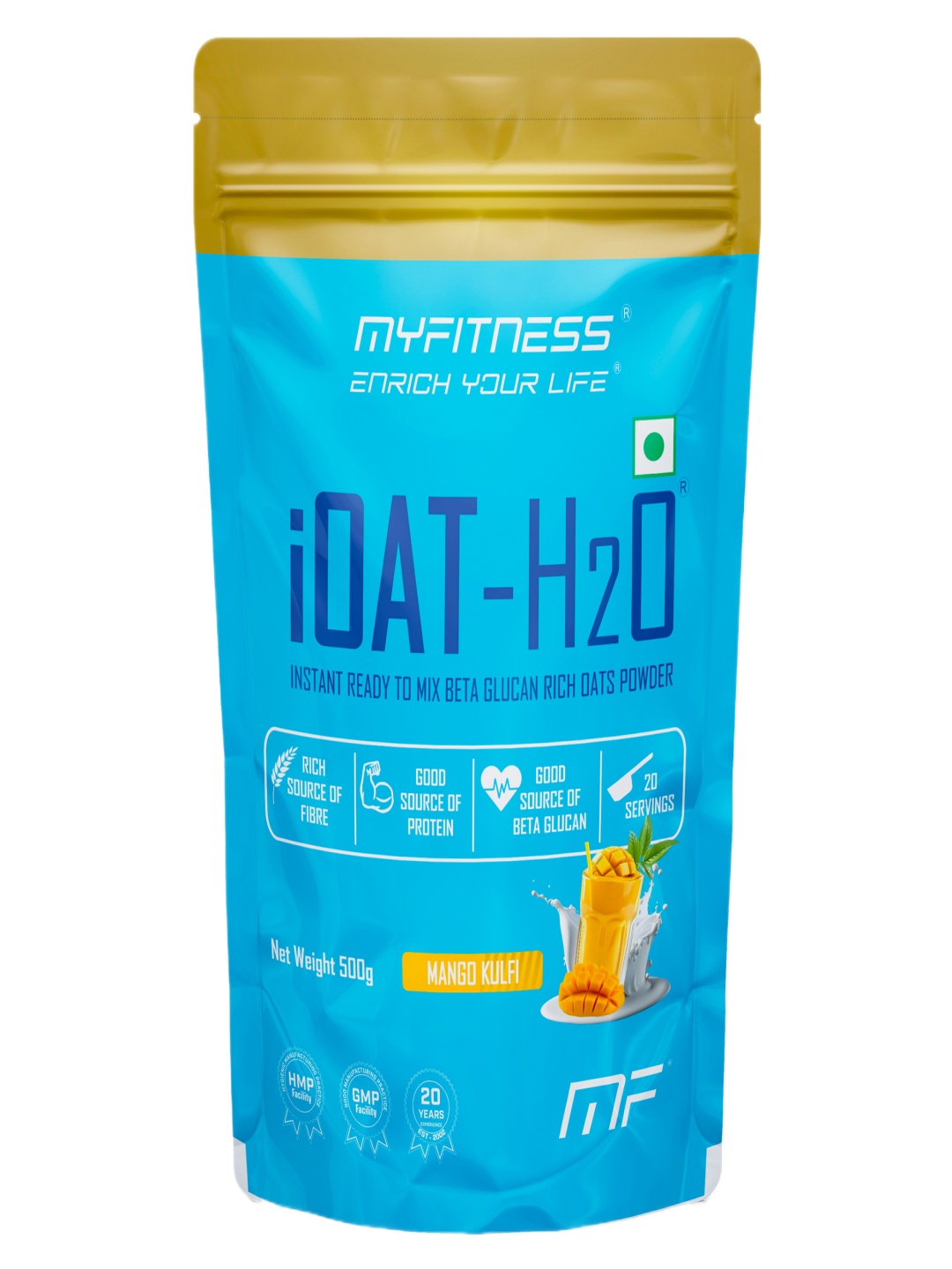 

Myfitness MYFITNESS iOAT-H2O Mango Kulfi 20 Servings 500g, Blue