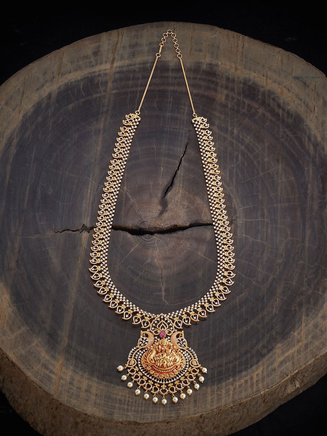 

Kushal's Fashion Jewellery Copper Ruby Gold-Plated Cubic Zircon Necklace