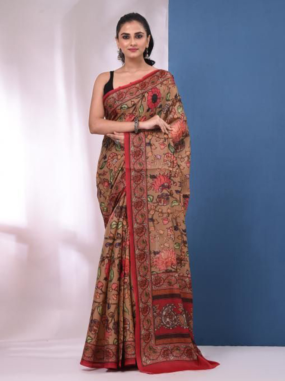 

VIBHAVARI Ethnic Motifs Printed Saree, Mustard