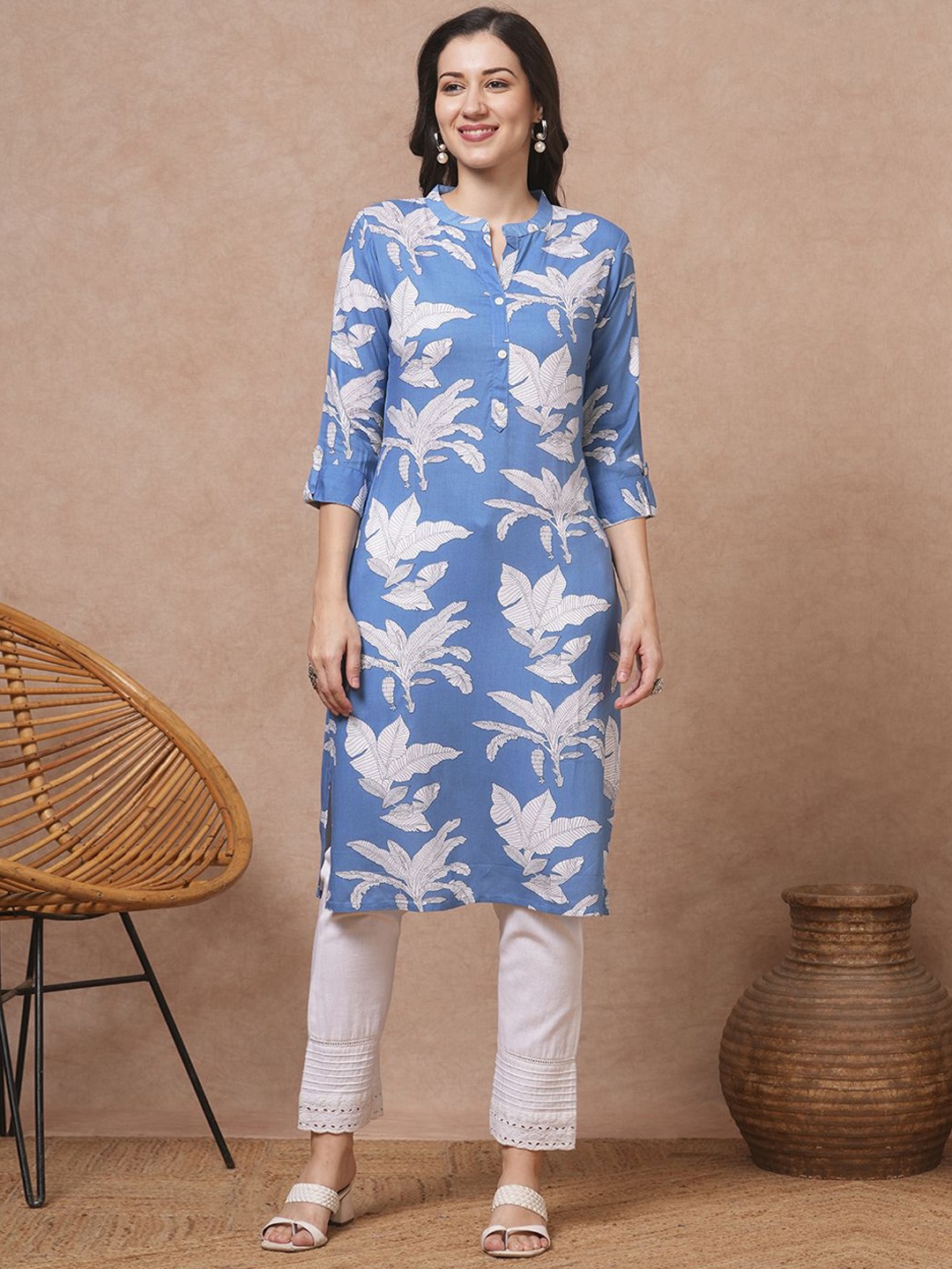 

FASHOR Women Printed Kurta, Blue