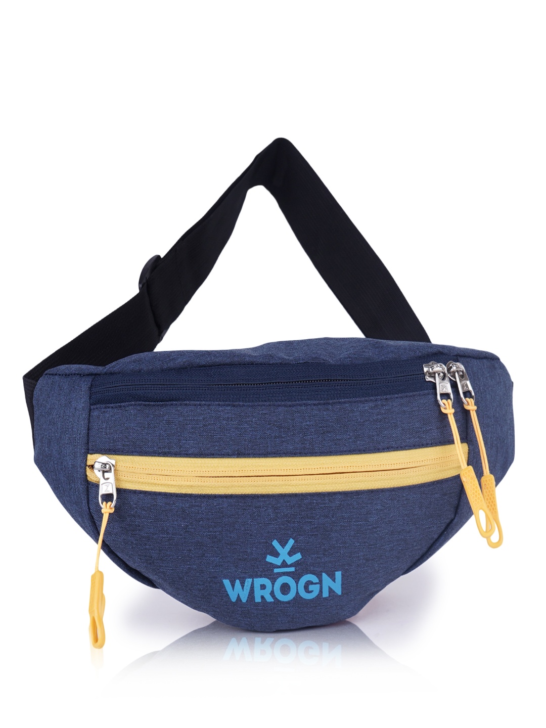 

WROGN Brand Name Printed Water Proof Glide Waist Bag, Navy blue