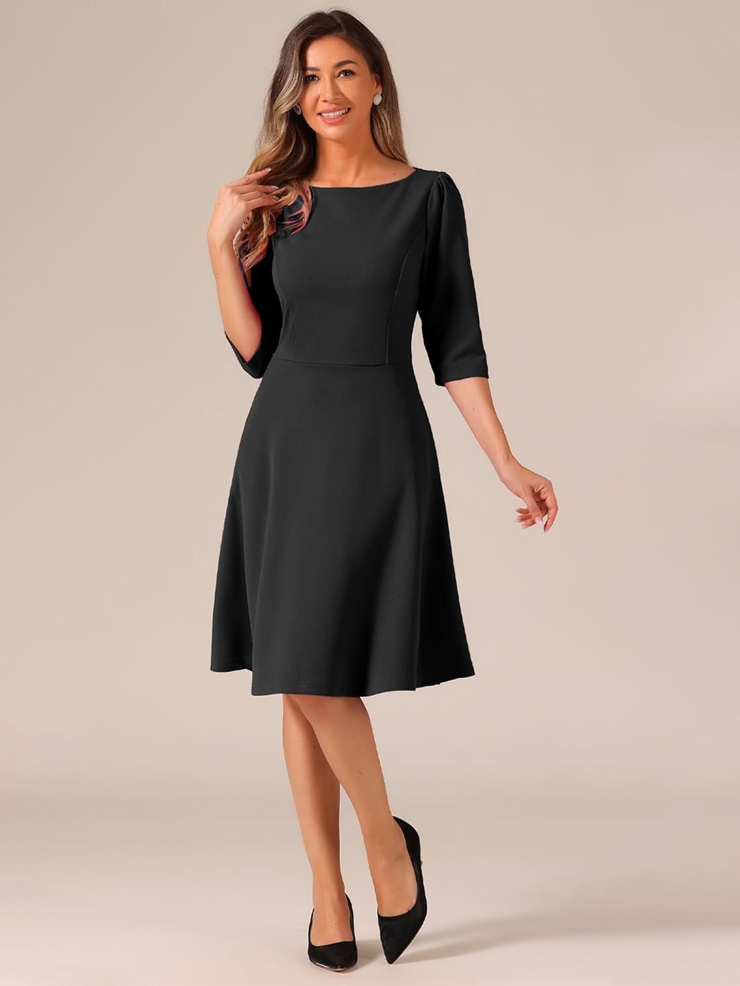 

C4D Fit & Flare Midi Dress, Black