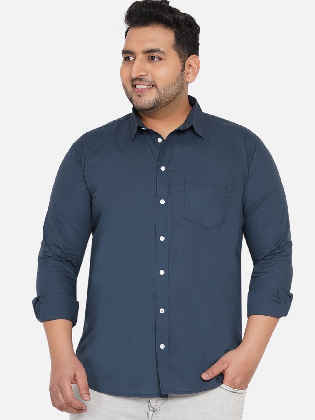 

John Pride Men Opaque Casual Shirt, Navy blue