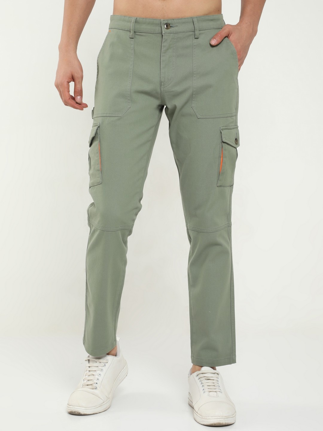

NEVER NEUD Men Relaxed Classic Cargos Trousers, Olive