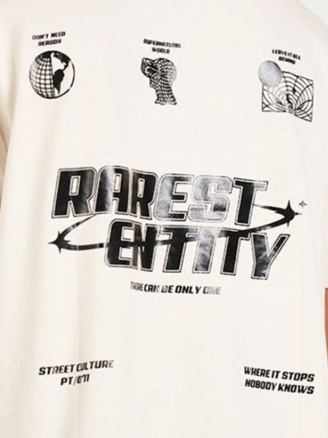 

Street 808 by Pantaloons Men Graphic Printed Round Neck Cotton Oversized T-shirt, Off white