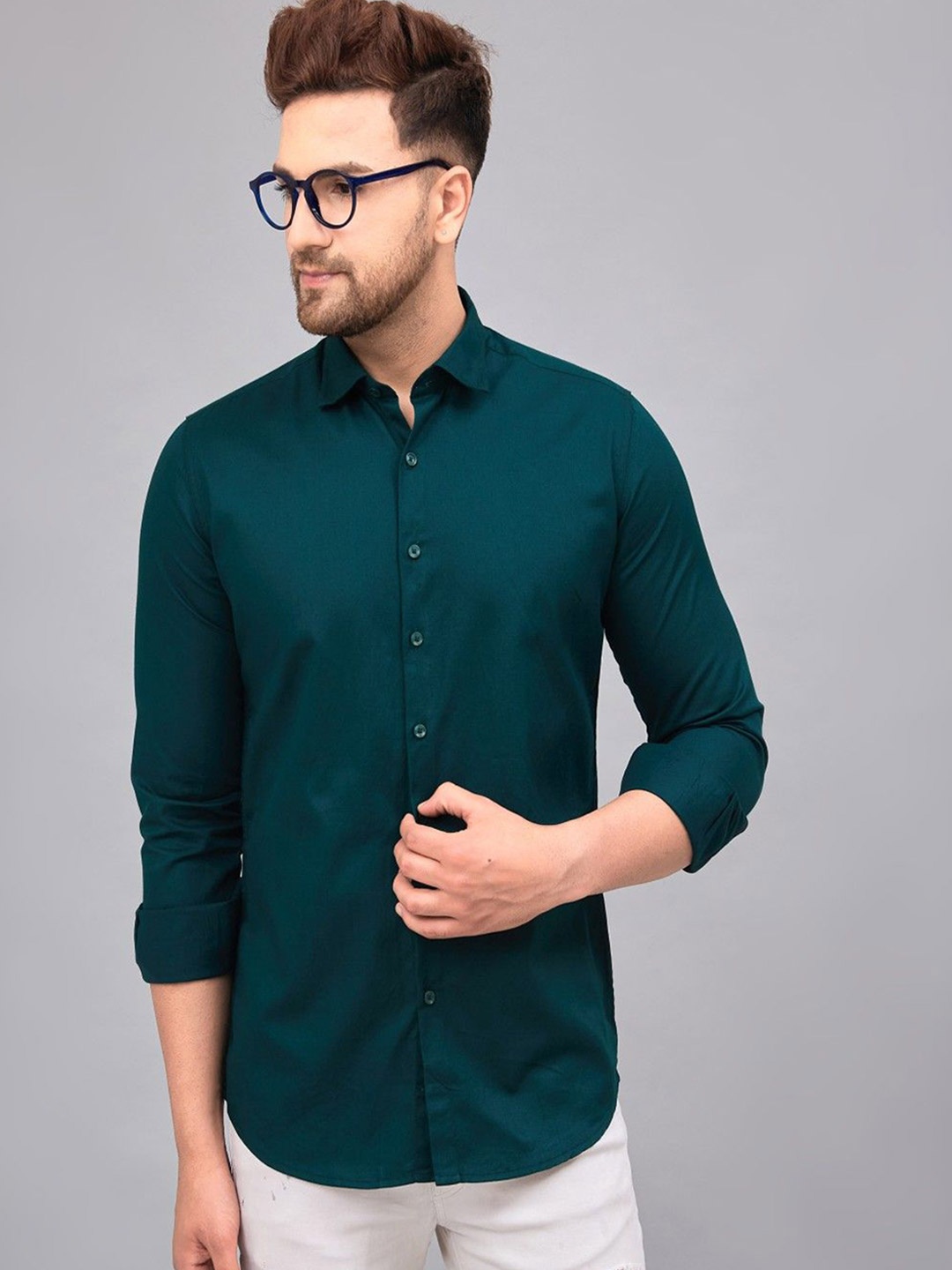 

Le Mec Men Opaque Casual Shirt, Green