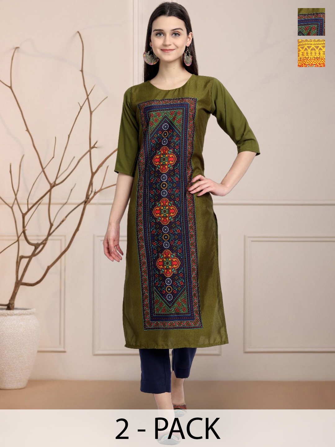 

Moda Rapido Women Ethnic Motifs Printed Floral Crepe Kurta, Multi