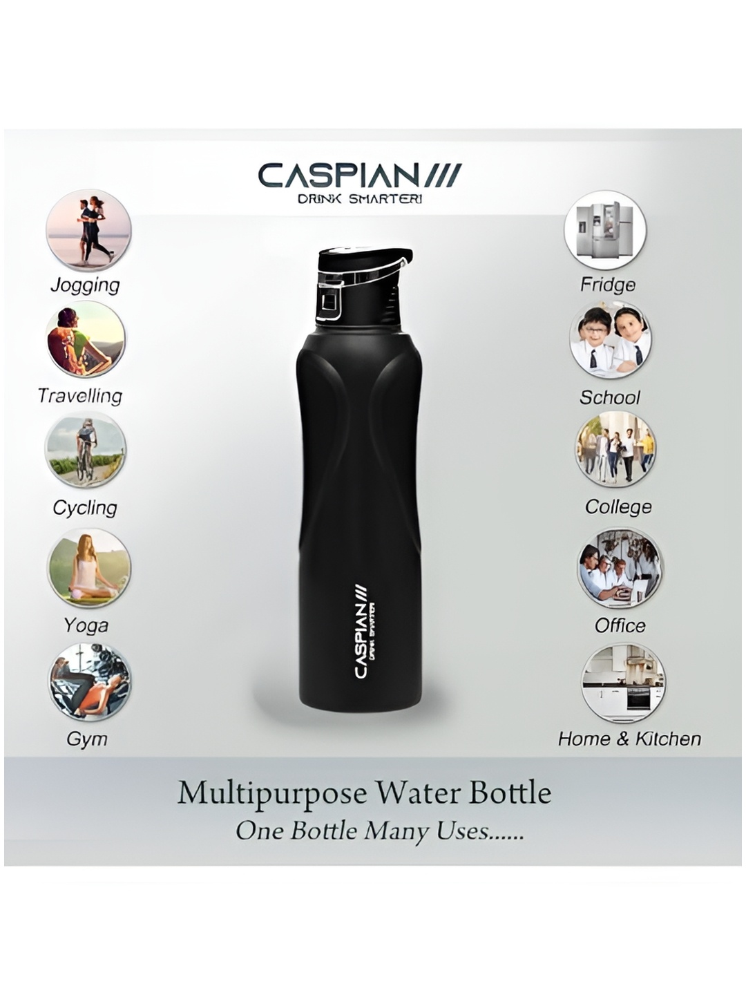

Caspian Black And White Stainless Steel Printed Single Wall Vacuum Water Bottle-1l