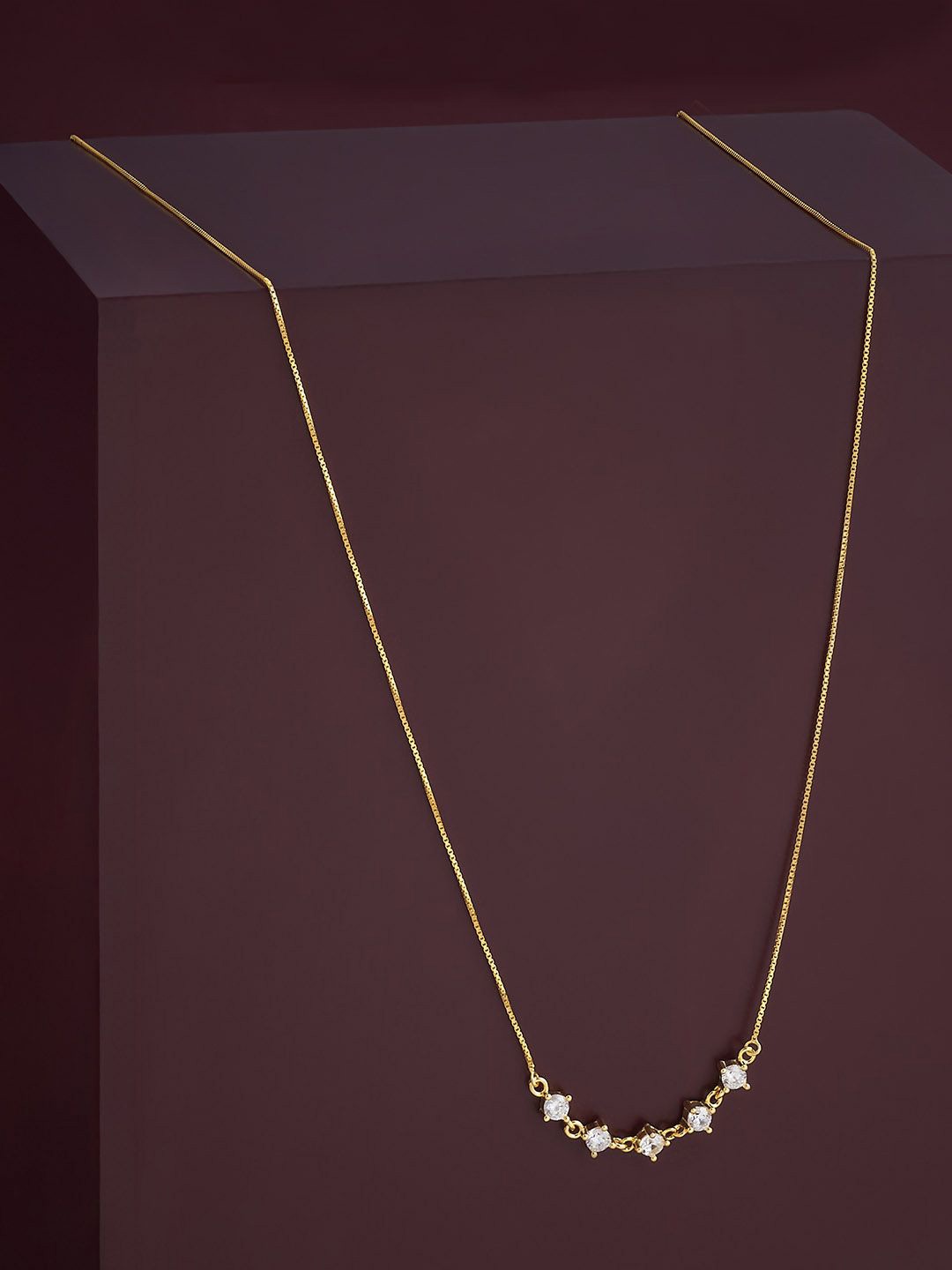 

Kushal's Fashion Jewellery 92.5 Silver Gold Plated Zircon Studded Pendant Chain