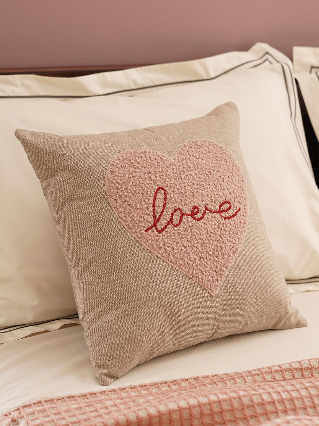 

Pure Home and Living Pink & Beige Geometric Square Cushion Covers