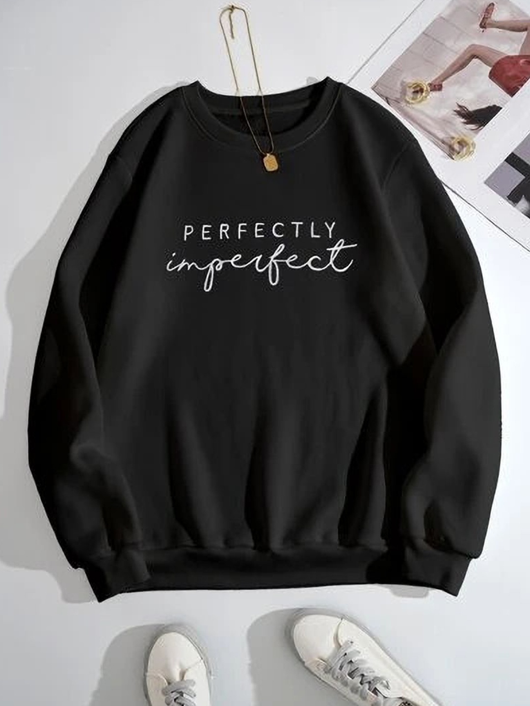 

KASHIAN Women Printed Hooded Sweatshirt, Black