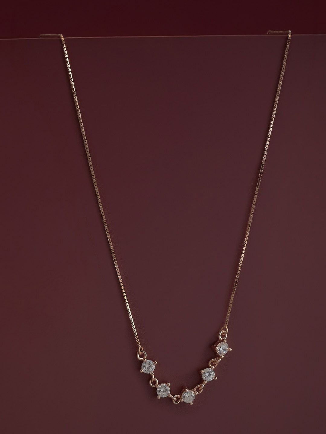 

Kushal's Fashion Jewellery 92.5 Silver Rose Gold Plated Zircon Pendant Chain